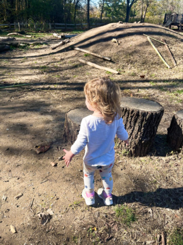 A child wandering at the Warner Park Nature Play Area