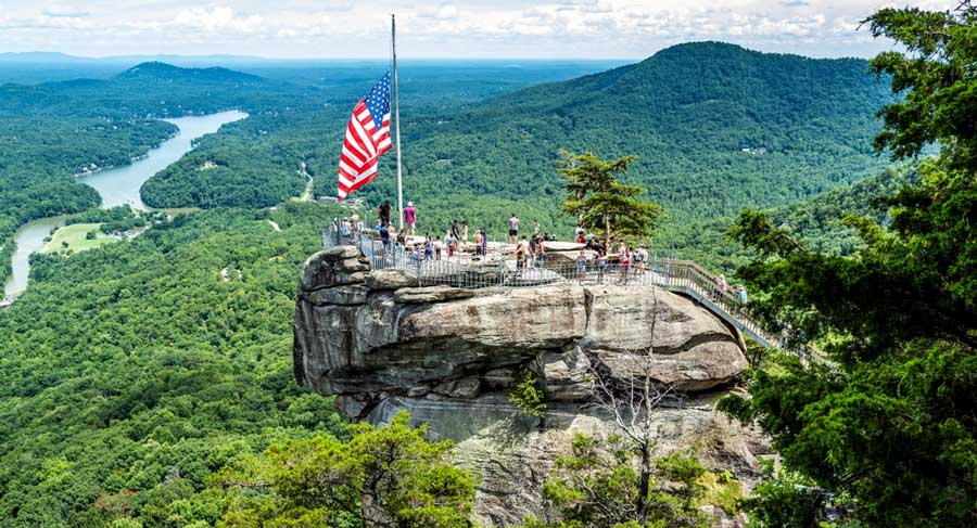 People enjoying the view in Chimney Rock