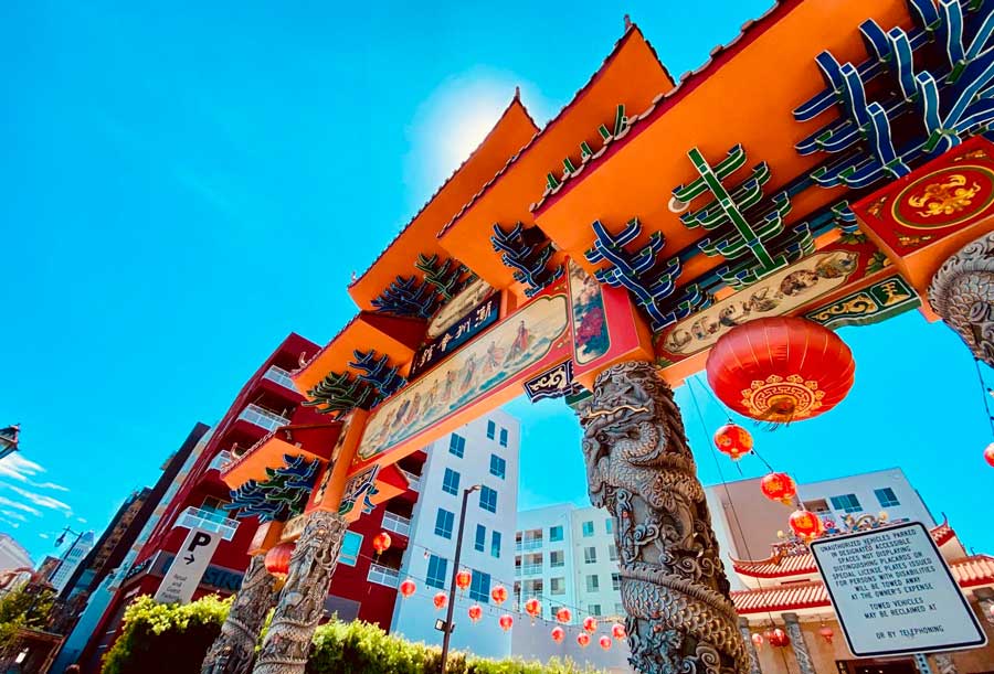 View from the entrance of Chinatown in Downtown LA