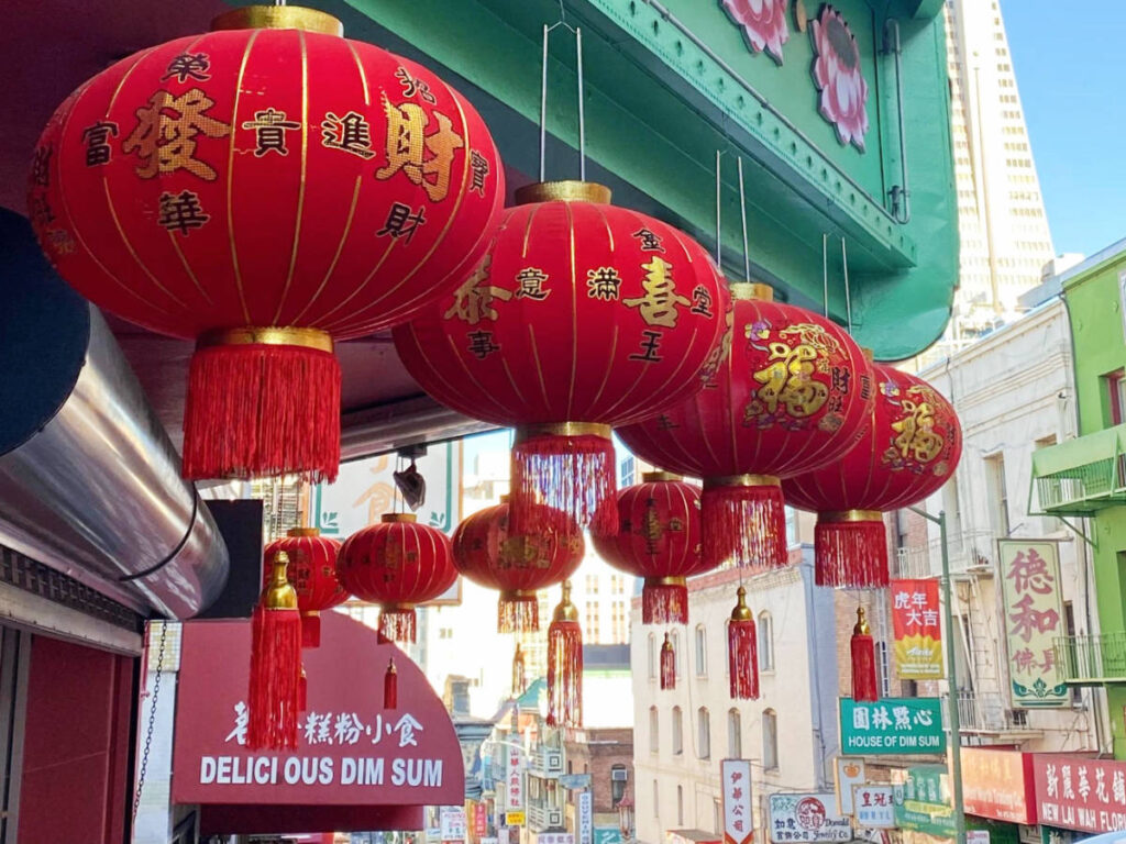 View of lantern at the Chinatown in San Francisco