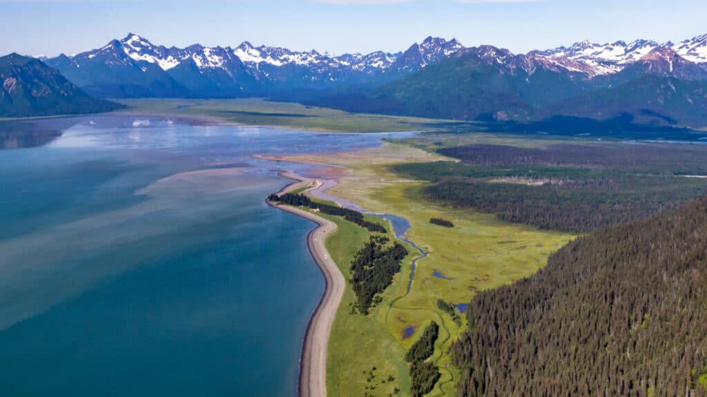 Aerial View of the Chinitna Bay near Lake Clark National Park