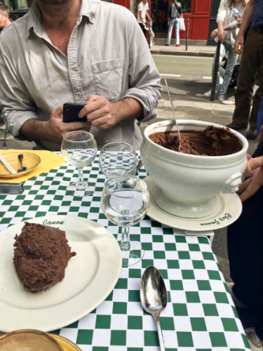 A huge serving of the chocolate mousse from Chez Janou