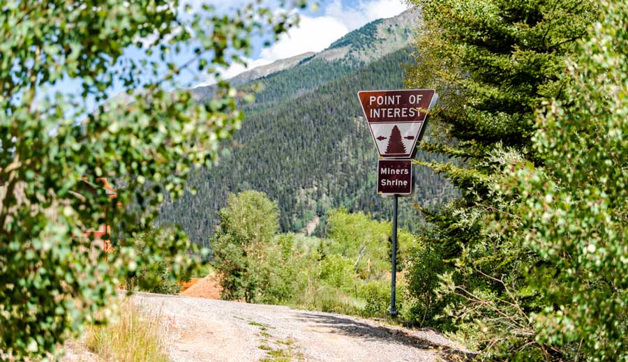 View of a Miners Shrine sign in Silverton