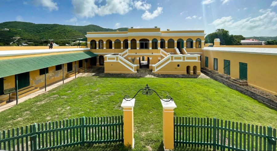 Landscape view of the exterior of Fort Christiasvaern in Christiansted