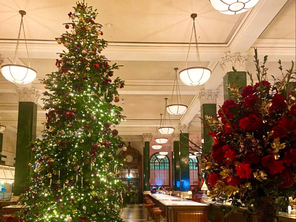 View of the Christmas tree and other decors inside The Ned