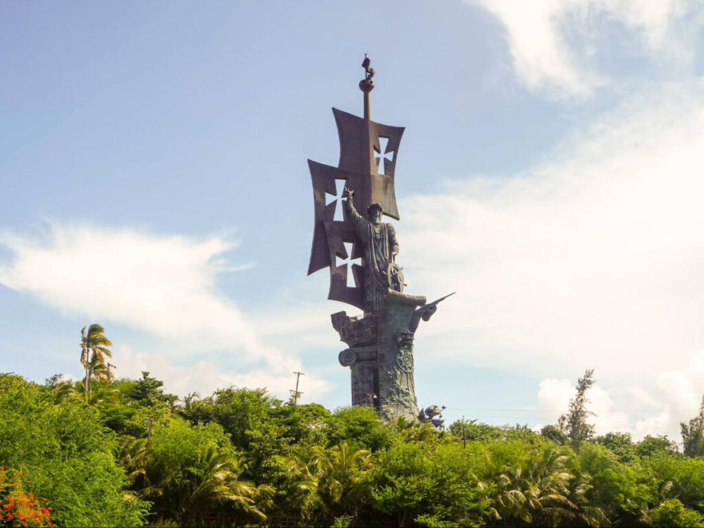 View of the Christopher Columbus Monument under the blue sky