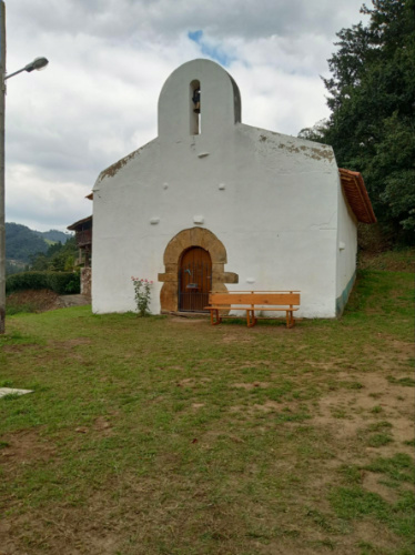 View of a little white church on the way to Salas