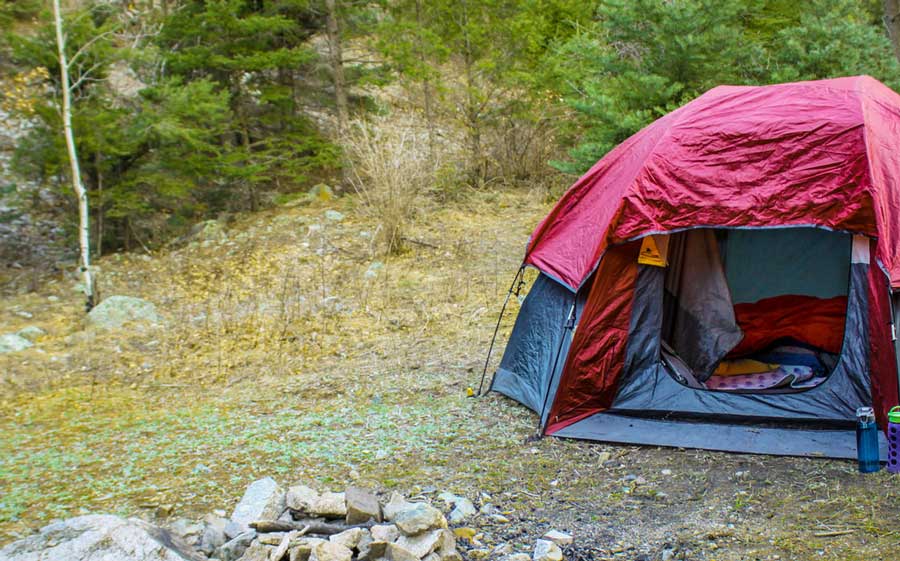 View of a tent in Cimarron Campground