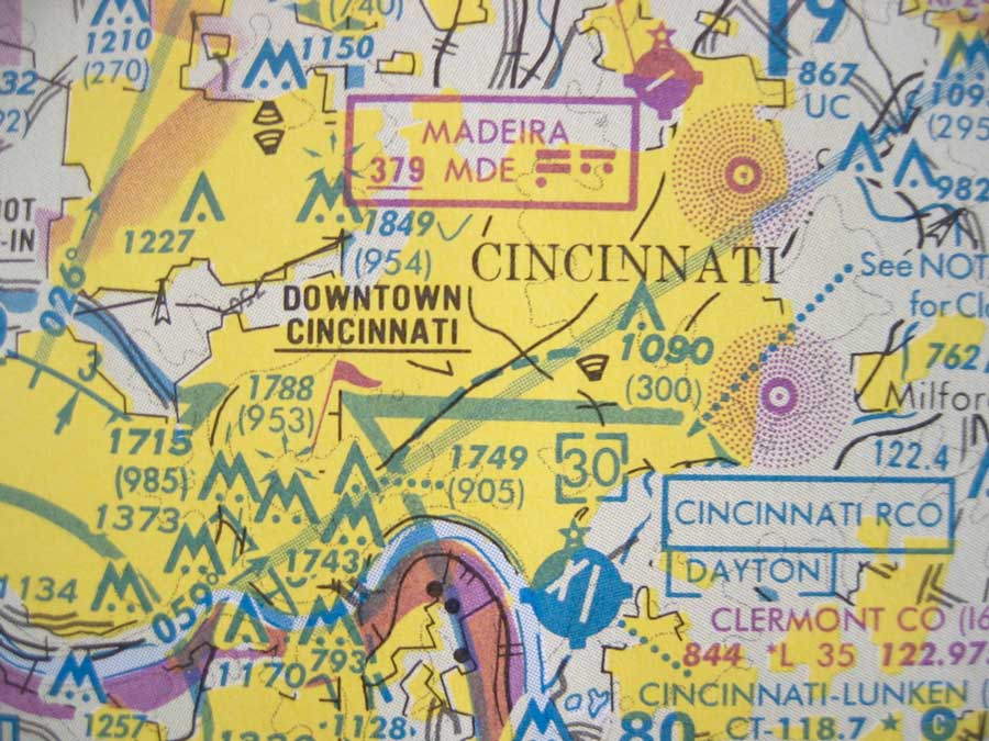 View of the Cincinnati area on a map