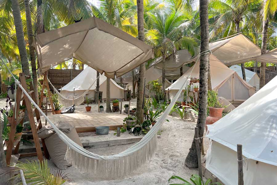 View of a hammock in Cinco Tulum