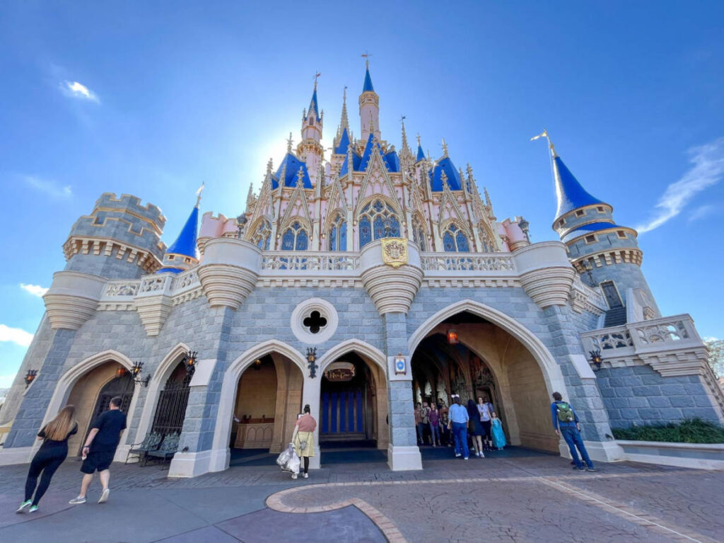 People coming in and out the Cinderella Castle