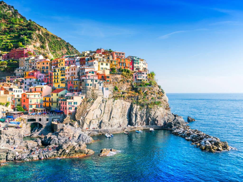Colorful houses on a cliff at the Manarola town in Cinque Terre