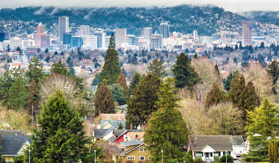 View of the city skyline from the summit of Mount Tabor