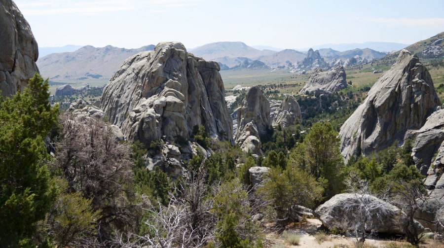 View of the unique rock formations in the City of Rocks National Reserve