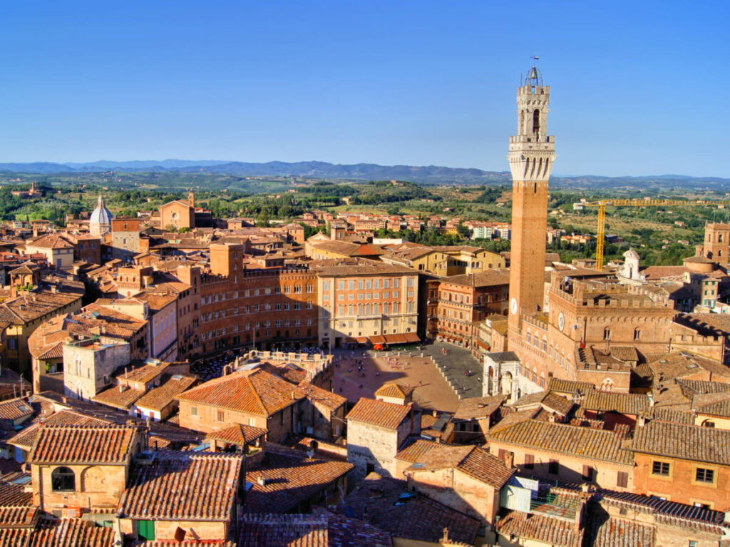Aerial view over the medieval city of Siena