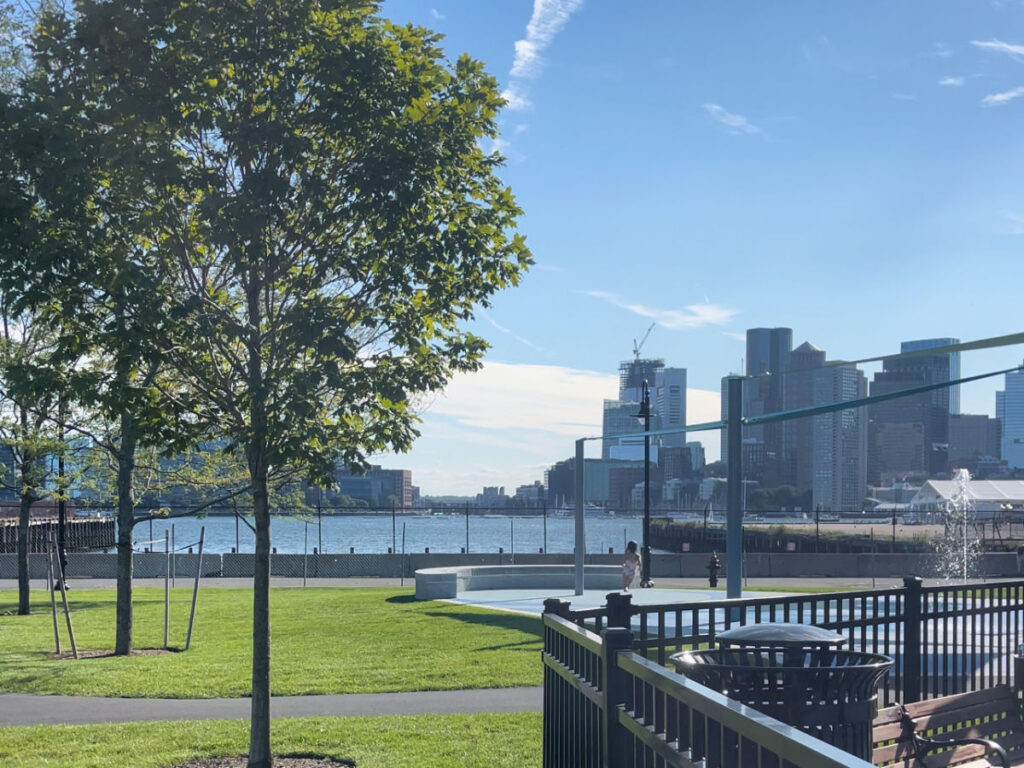 View of the water and city views in East Boston