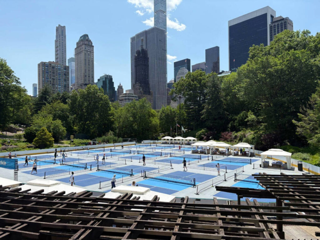 People playing pickleball at CityPickle at Wollman Rink