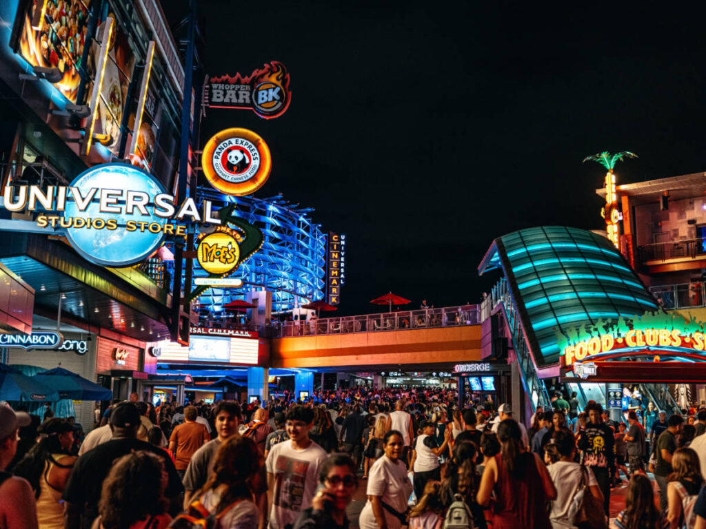 People walking at night in CityWalk