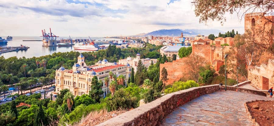 Scenic cityscape view from Alcazaba citadel