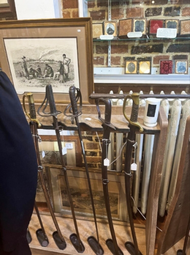 View of the displayed swords from Civil War memorabilia
