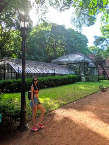 View of Clara visiting the Jardín Botánico Carlos Thays
