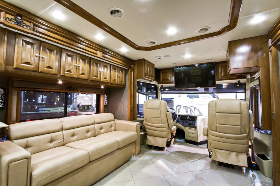 A luxurious modern interior of a Class A vehicle