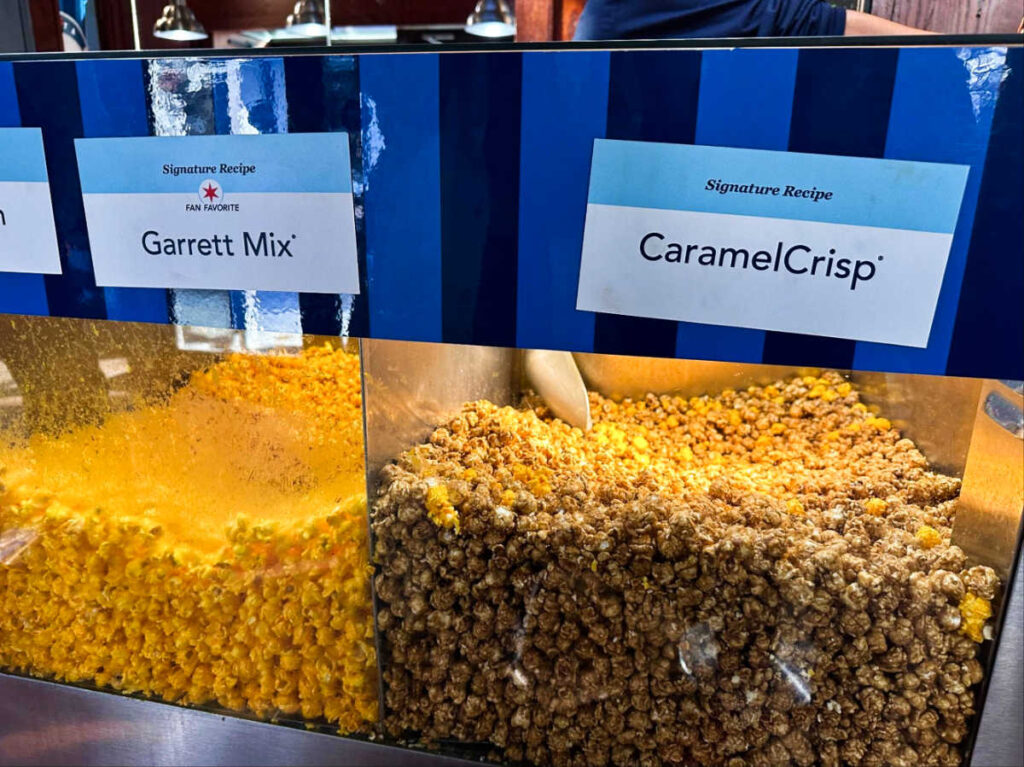 View of the classic mix and caramelcrisp flavor of Garrett Popcorn