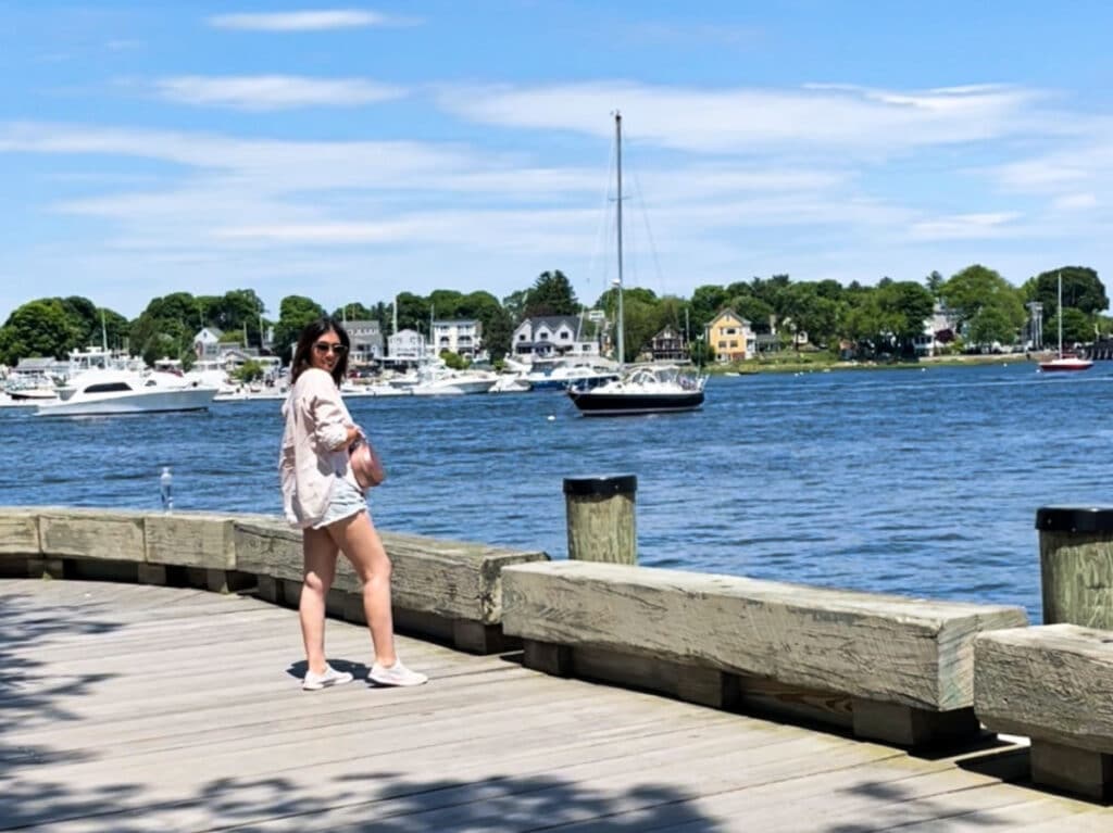 The author Claudicet Peña, posing at the waterfront park in Newburyport