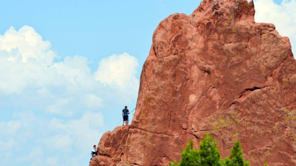 View of the climbers at the Garden of the Gods