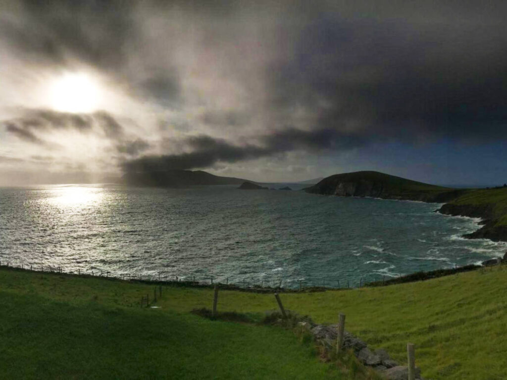 Panoramic view of the Clogher Head at sunset