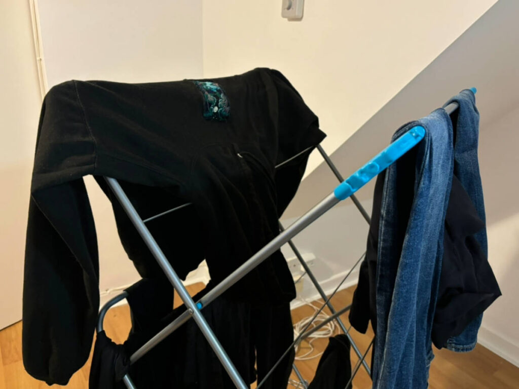 Clothes drying on a rack in the UK