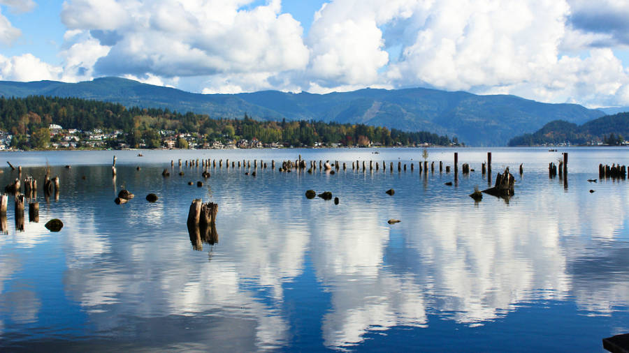Scenic view of the reflection of the clouds on the Lake Whatcom