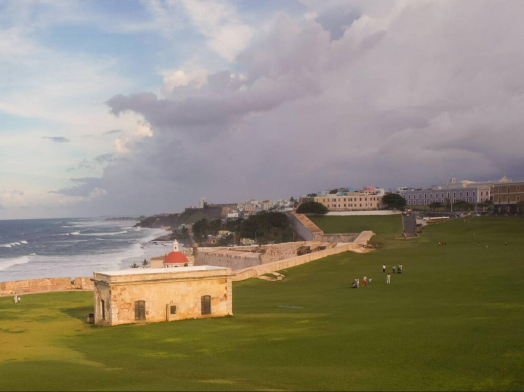 View of the dark clouds over San Juan