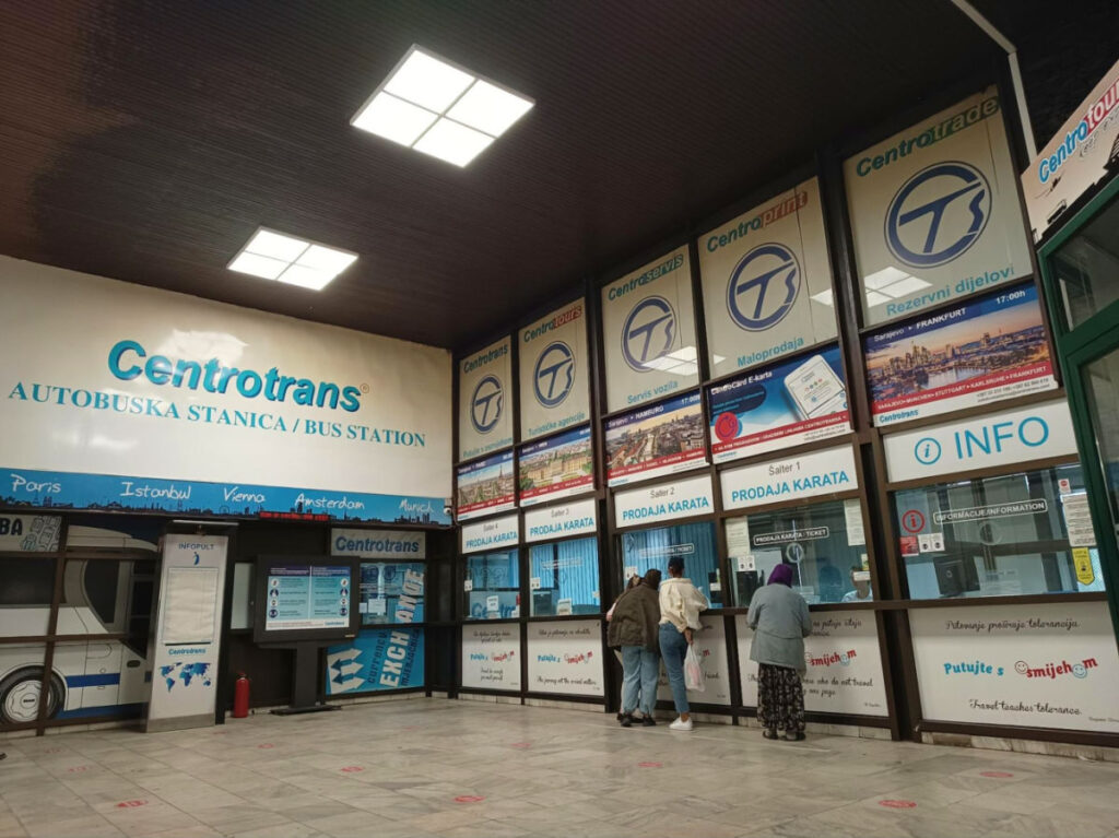 People buying ticket at a Coach Station in Sarajevo