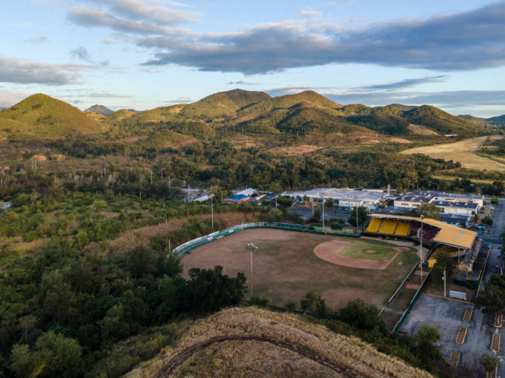 Aerial view of the landscape of Coamo town