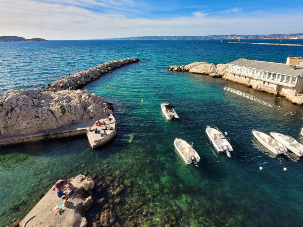 Aerial view of the boats at the coast