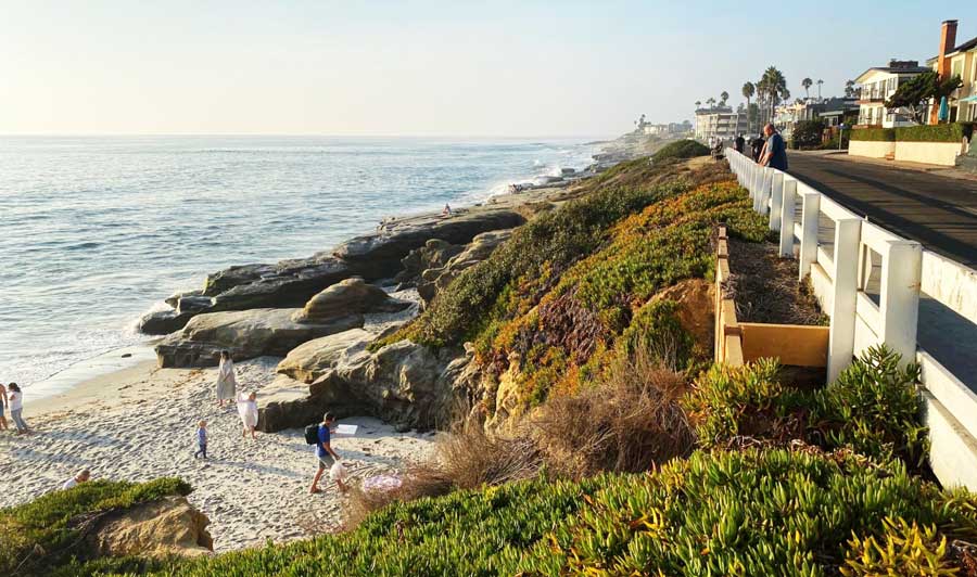 View of people in the coastline of San Diego