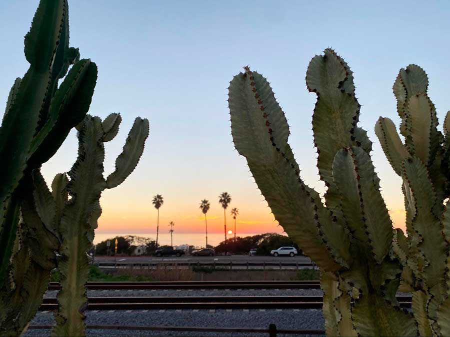 View while walking on the trail during sunset