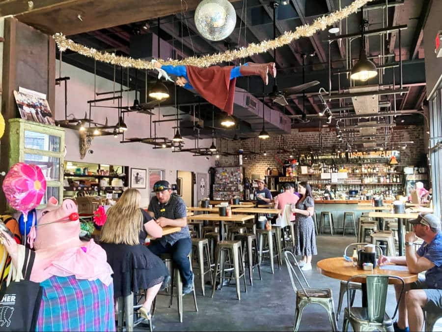 View of the industrial and quirky interior of Cochon Butcher