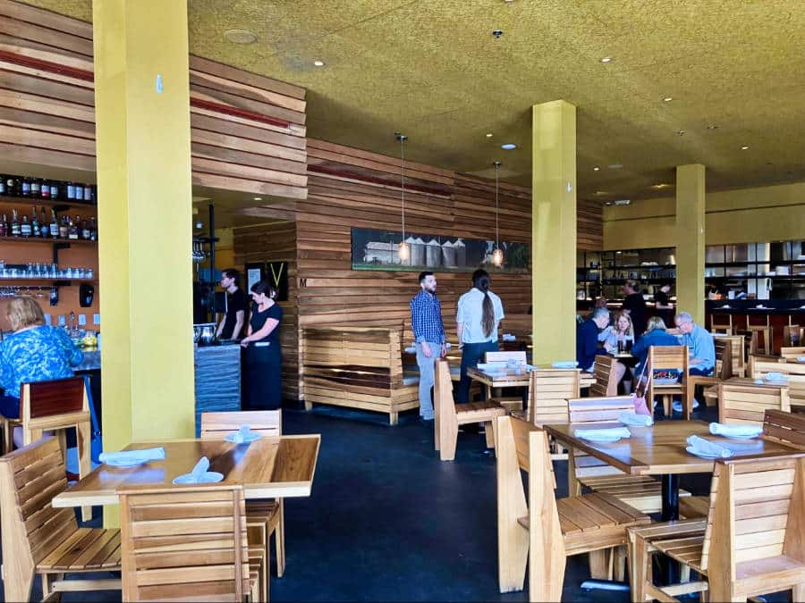 View of the wooden interior of Cochon Restaurant