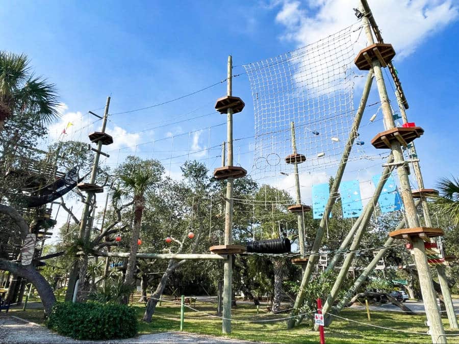 View of the aerial obstacle courses in Cocoa Beach Aerial Adventures
