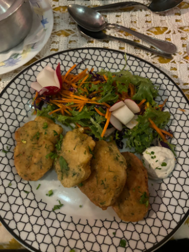 A plate of codfish fritters from Fado Português