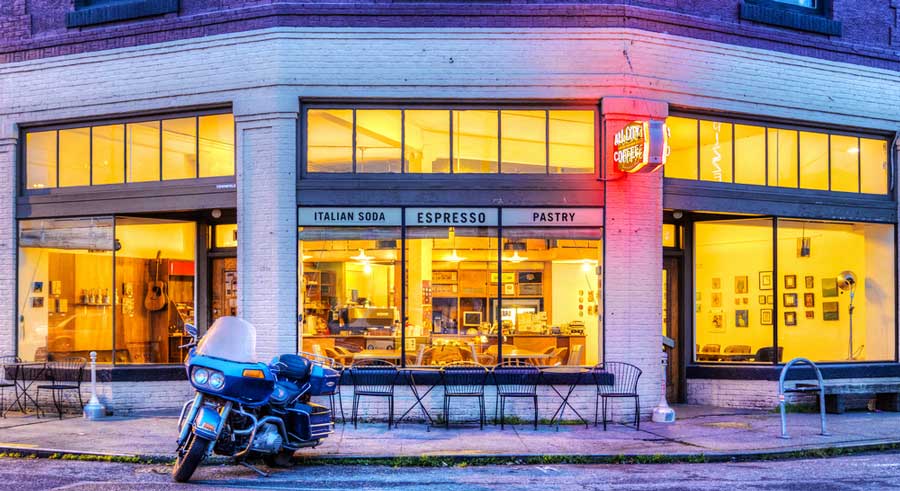 View of a coffee shops outside in Seattle