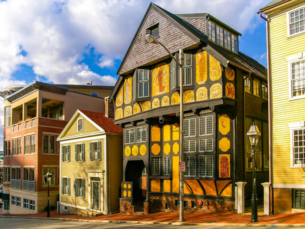Facade of houses on a street in Providence