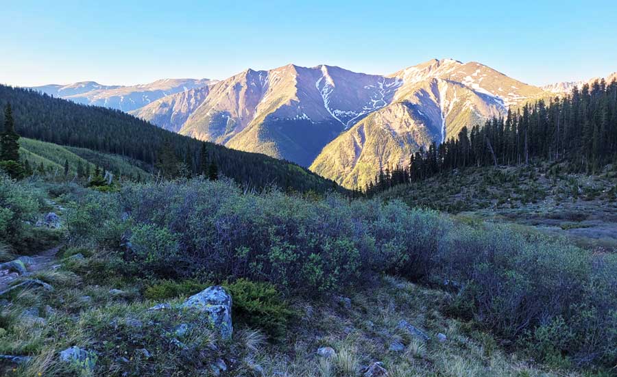 View of the sunrise at Collegiate Peaks from Mt. Elbert