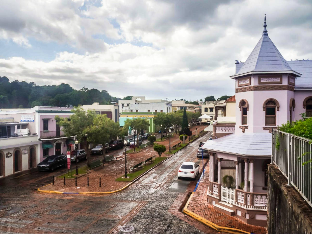 Aerial view of the colonial buildings in San Germáns downtown