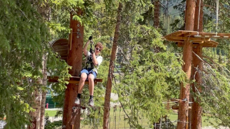 Laura Falin's son enjoying ziplining at the Colorado Aerial Adventure Park