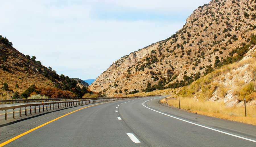 Scenic mountain view from a highway