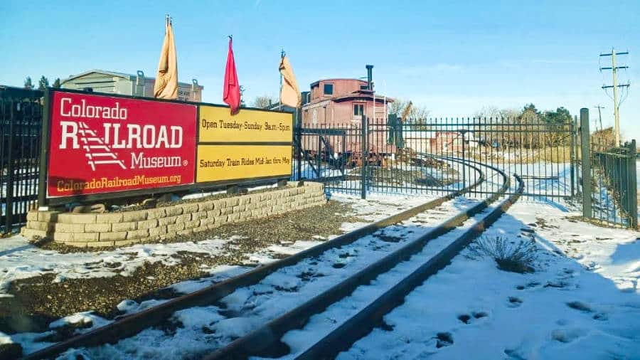 View of the signage and entrance at The Colorado Railroad Museum