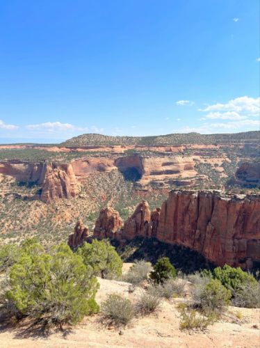Overlooking view of the ed rock formations